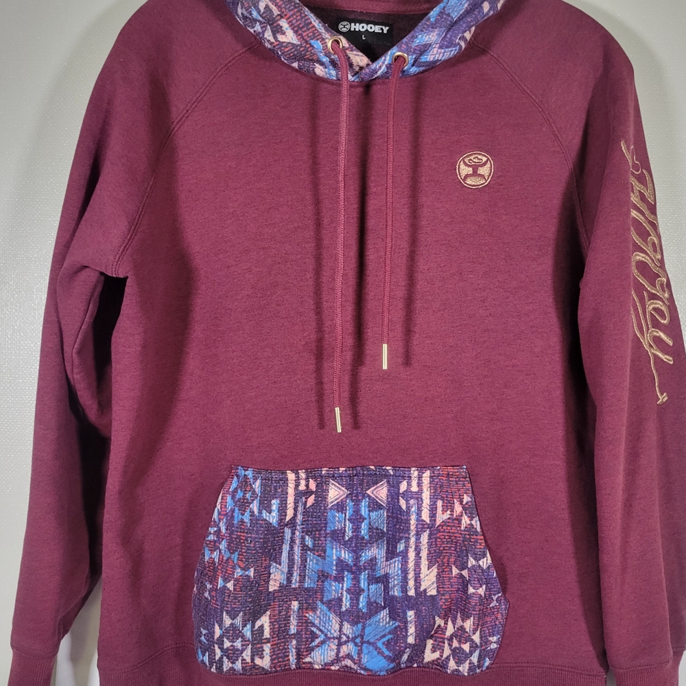 Hooey Maroon Hoodie with Multicolor Accents - Picture 9 of 9